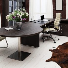 bouquet of flowers on a desk at modern office